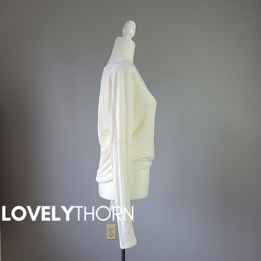 MICHAEL LAUREN // rhydian plunge v-neck rib knit surplice thumb hole sweater - Picture 8 of 11